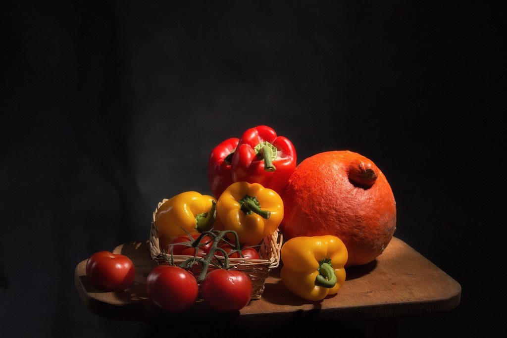 Légumes couleurs chaudes Fruits d'automne nature morte  photokinart